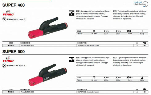 Электрододержатели серии Super 400/500